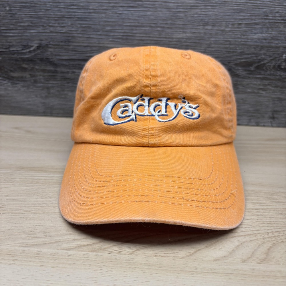 Caddys Hat Cap Strap Back Orange Embroidered Logo Cotton Dad Hat Mens Casual